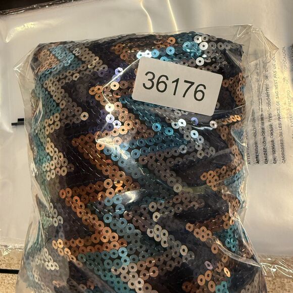 Love Reign Dress Women M Medium Blue Striped Sheath Short Sequin Lined Casual - Picture 7 of 7